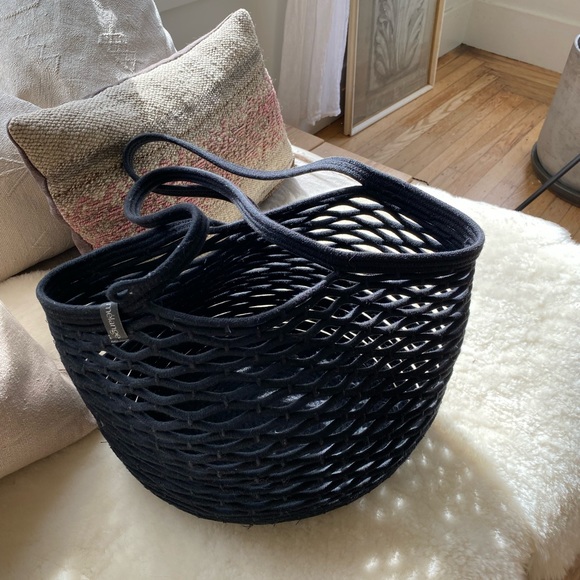 Mia Melange Handbags - Mia Melange black cotton rope open weave tote bag
